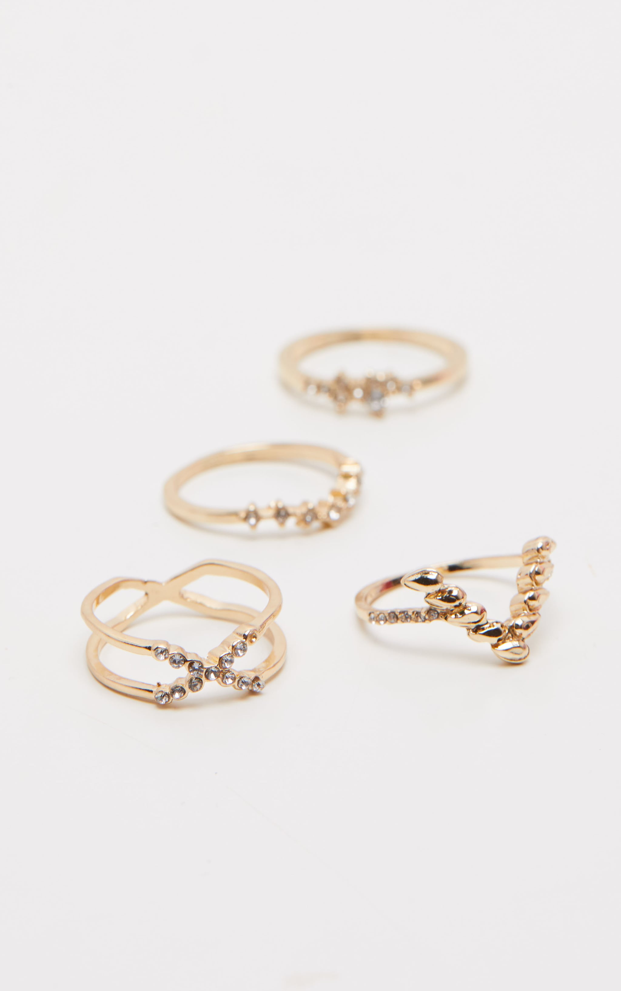 Gold Diamante Four Set Stacking Rings