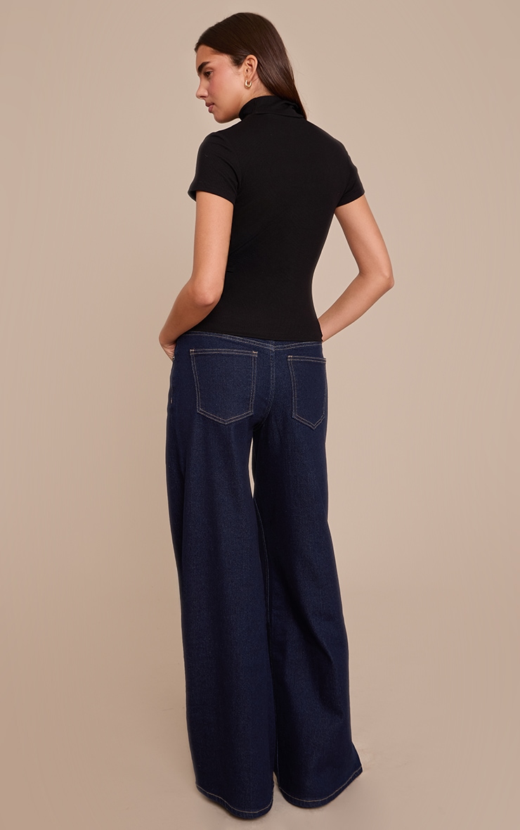 Indigo Mid Rise Stretch Wide Leg Jeans image 3