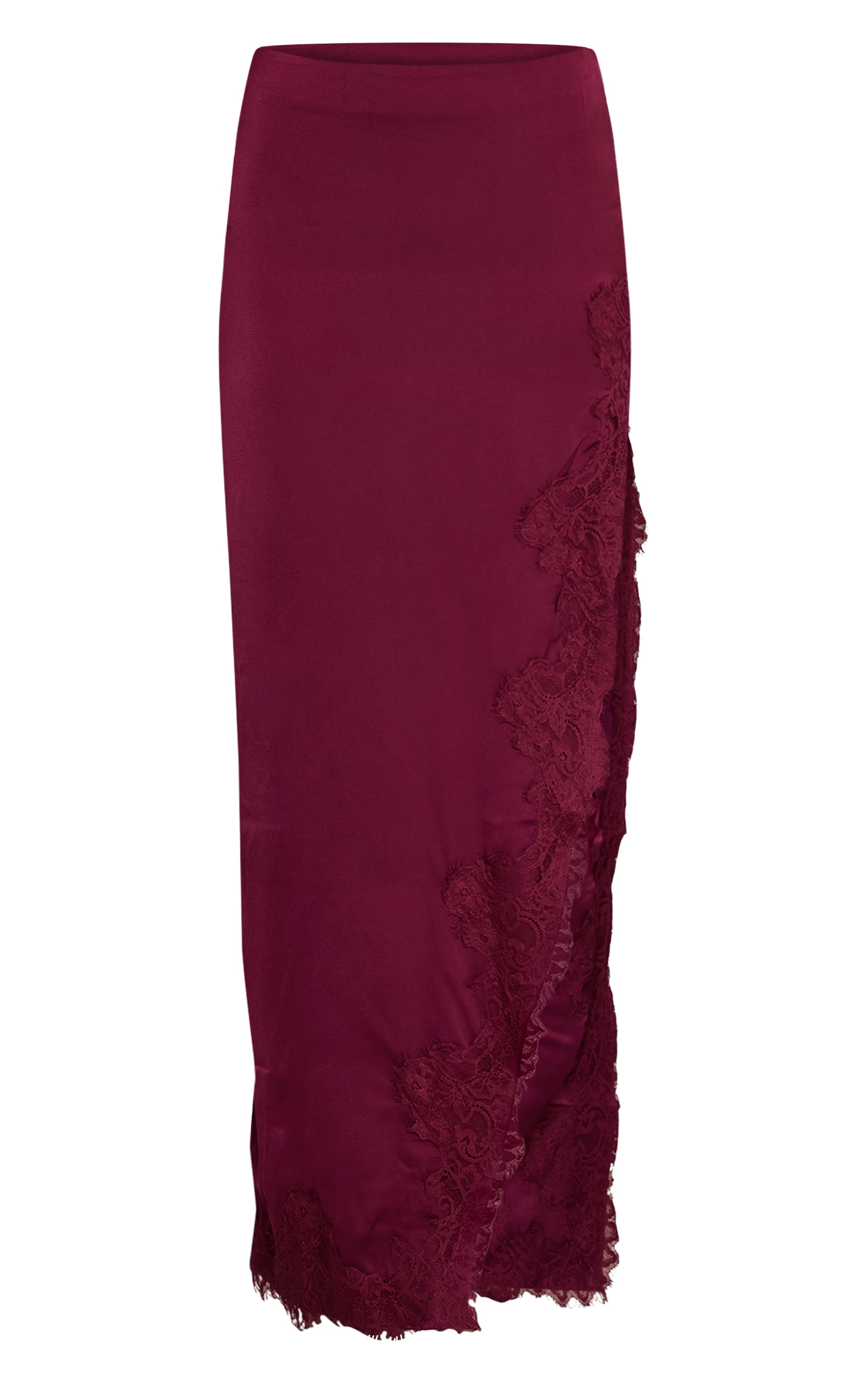 Plum Satin Lace Side Split Maxi Skirt image 5