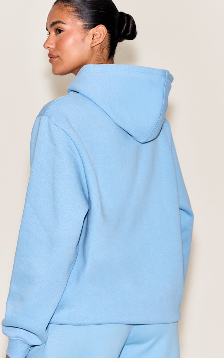 Hoodie oversize en sweat bleu ciel à logo brodé image 2