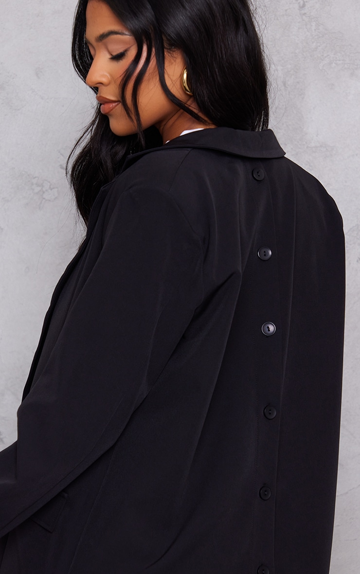 Tall Black Oversized Blazer With Button Detailing image 4