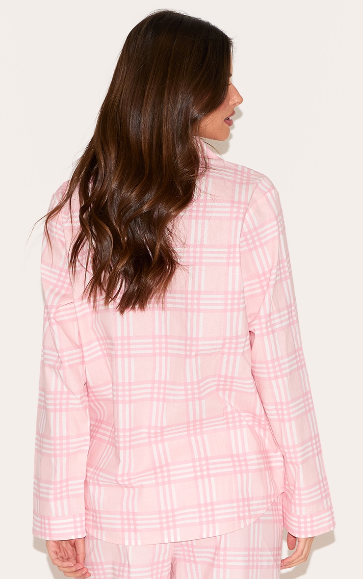 PRETTYLITTLETHING Ensemble de Pyjama Court Rose à Carreaux Brodé image 2