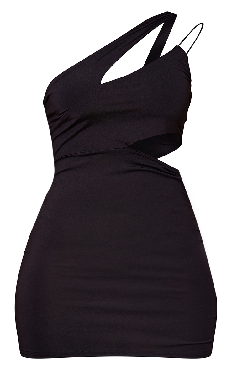 Shape Black Slinky One Shoulder Cut Out Detail Bodycon Dress image 5