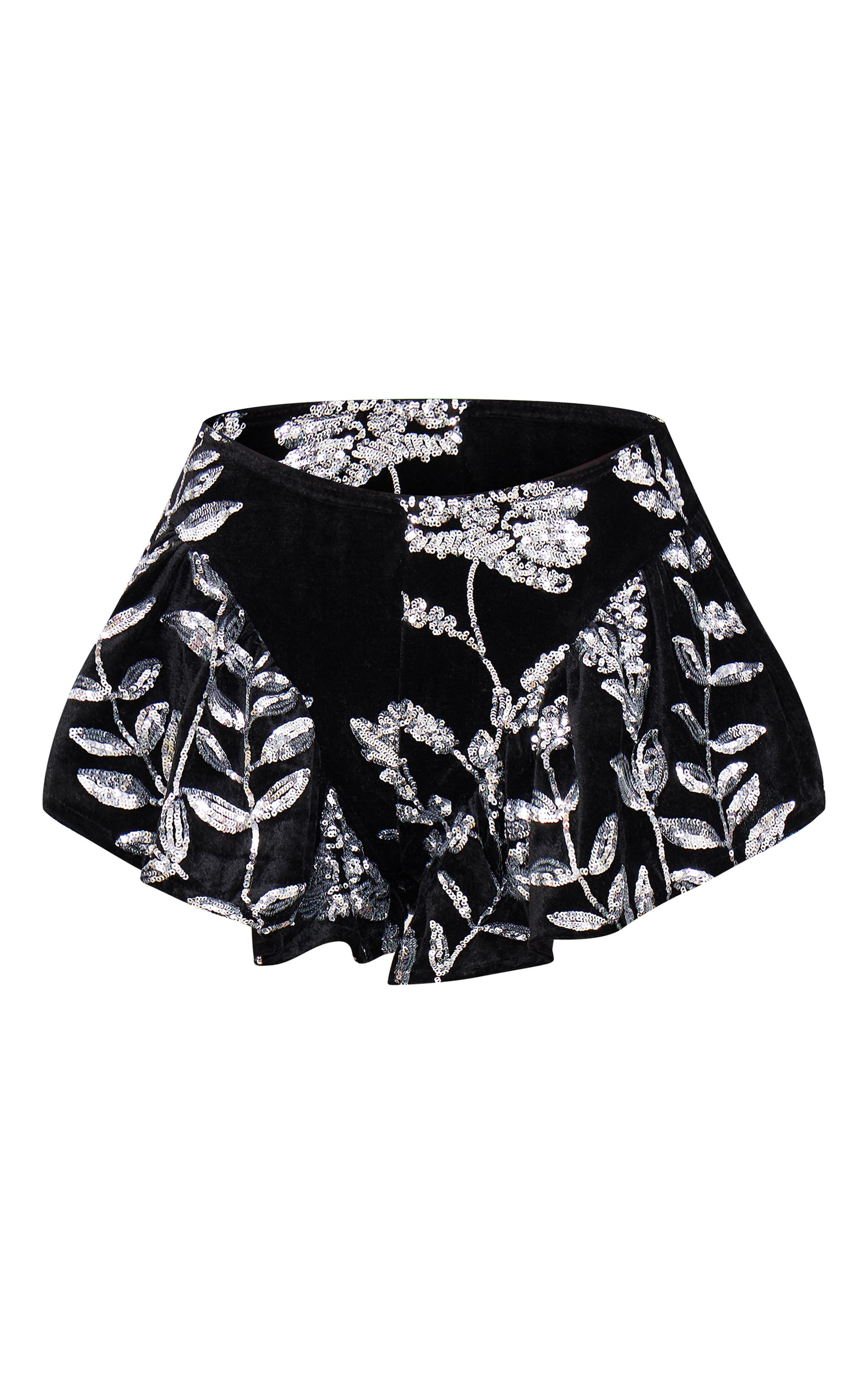 Short en velours noir fleuri orné de sequins image 6