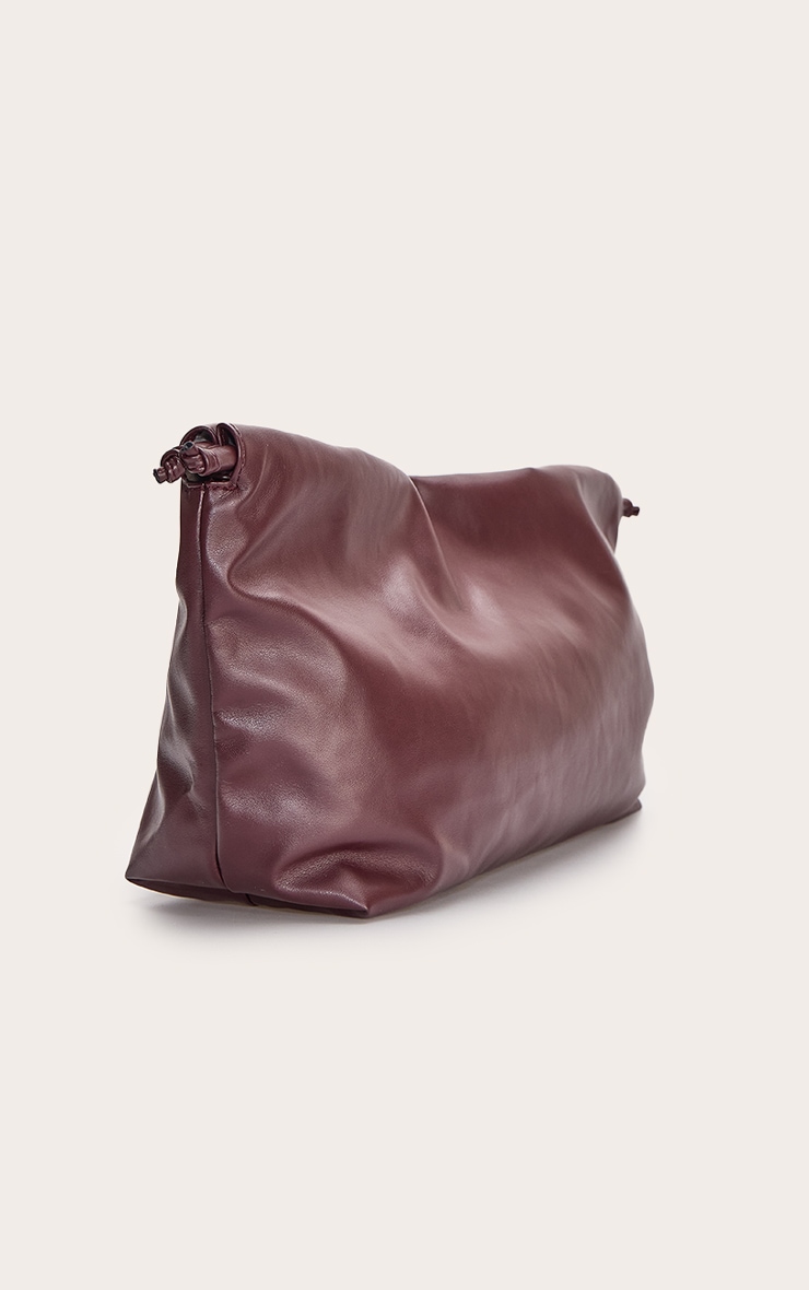 Plum PU Oversize Drawstring Clutch Bag image 3