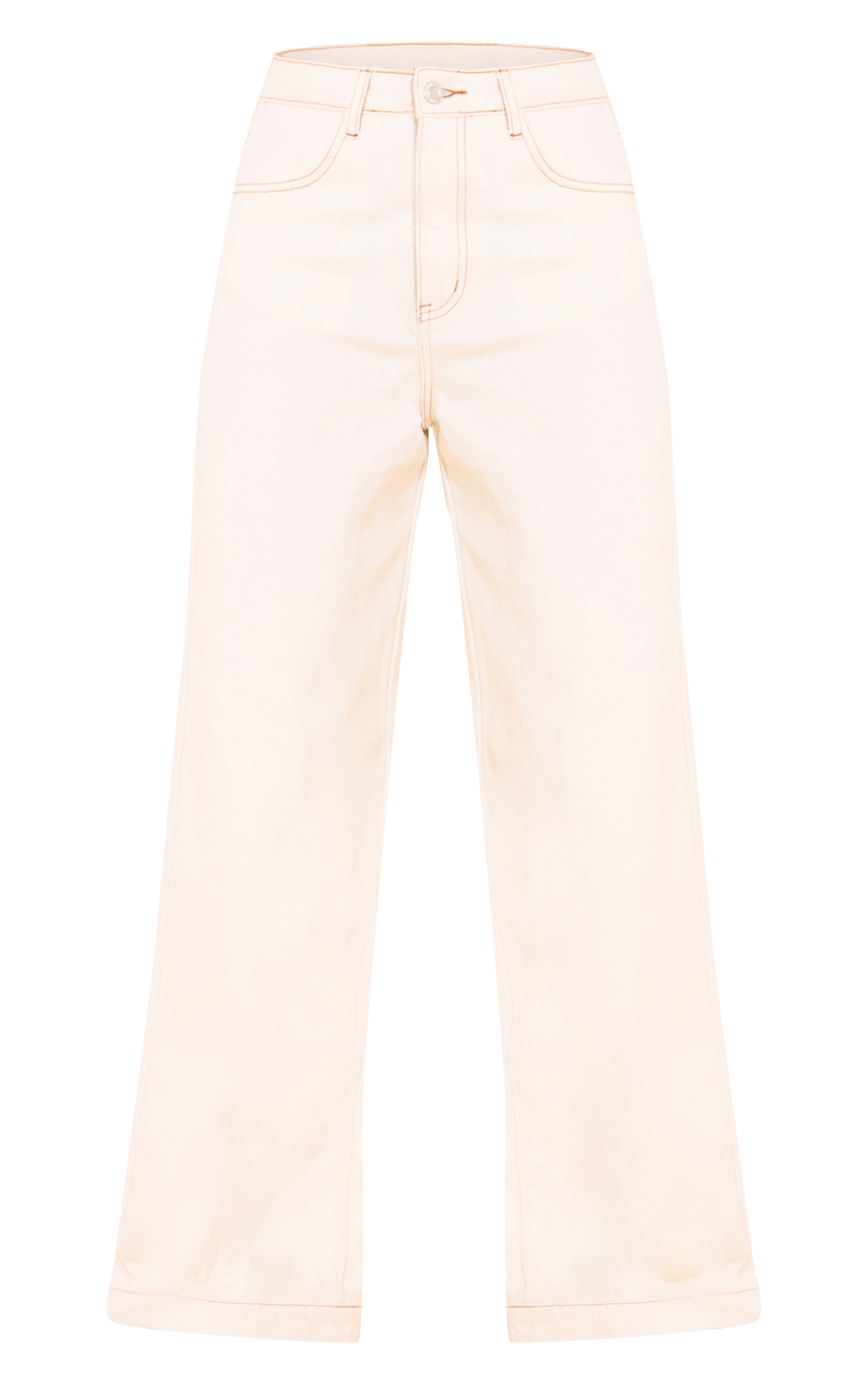 Ecru Seam Detail Wide Leg Jeans image 5