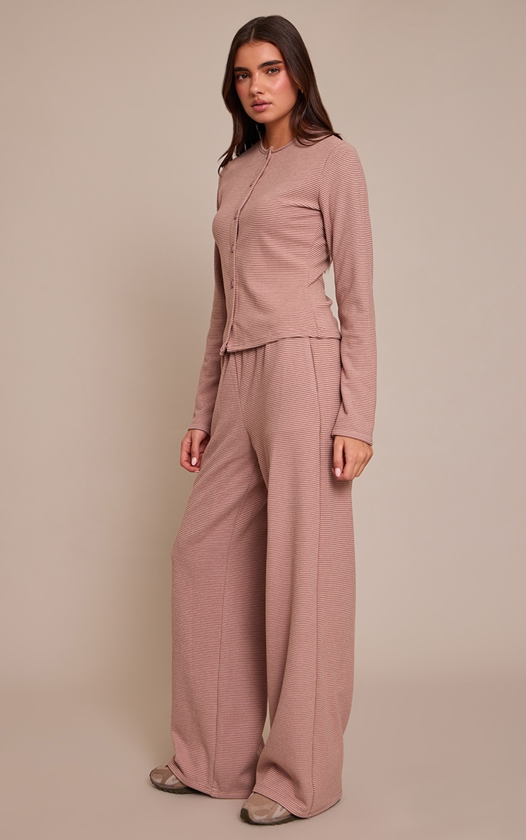 Light Pink Soft Fleece Pinstripe Straight Leg Pant  image 2