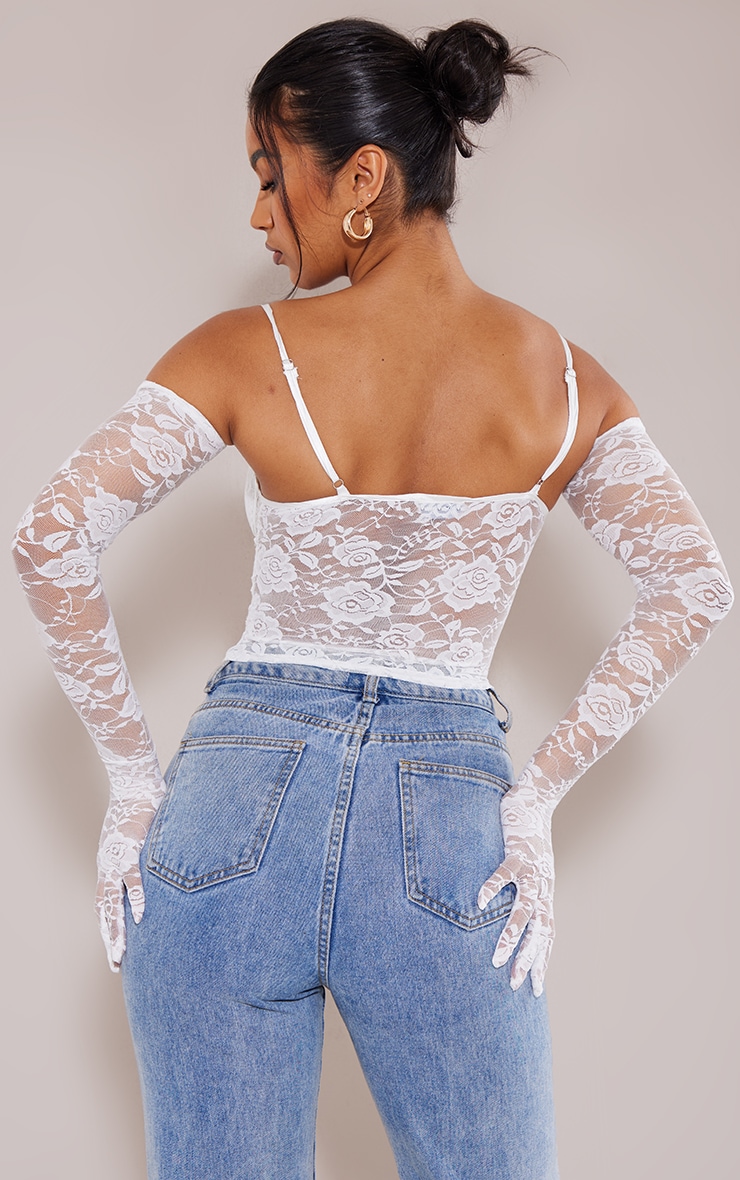White Lace Hook And Eye Glove Detail Top image 2