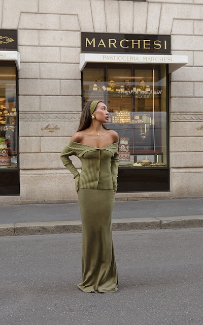 Olive Tencel Maxi Skirt