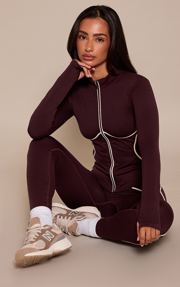 Petite Chocolate Seamless Contrast Seam Jacket