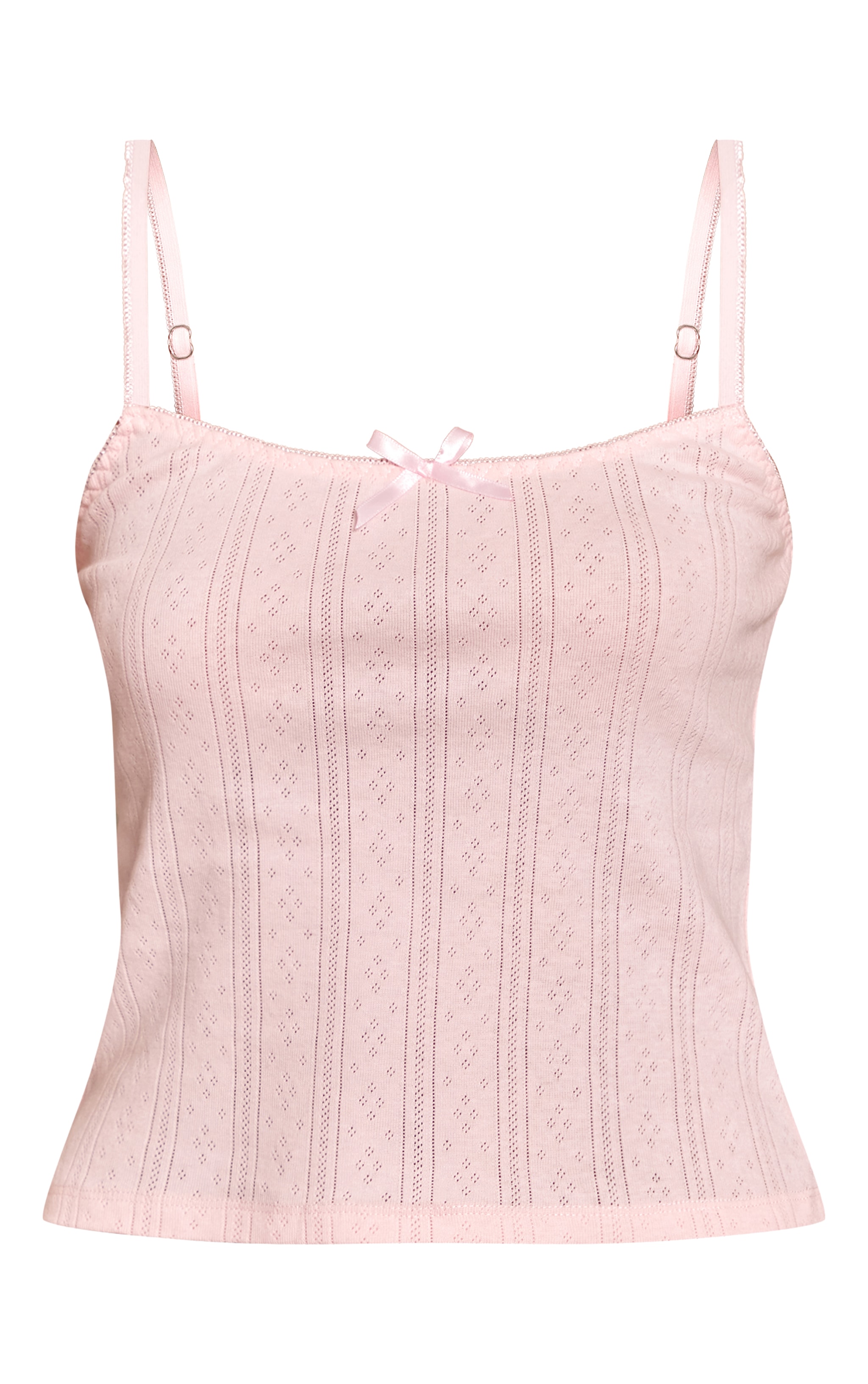 Baby Pink Pointelle Strappy Cami Top image 5