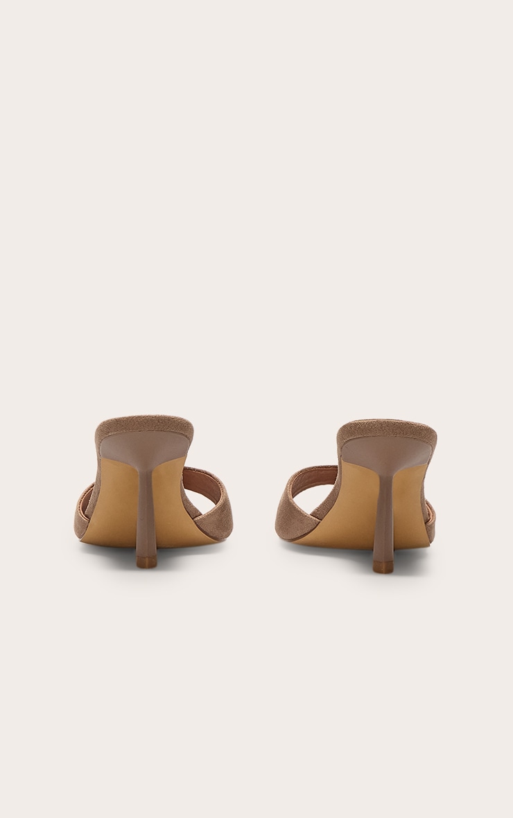 Wide Fit Mushroom Faux Suede Round Toe Mid Stiletto Heel Mules image 3