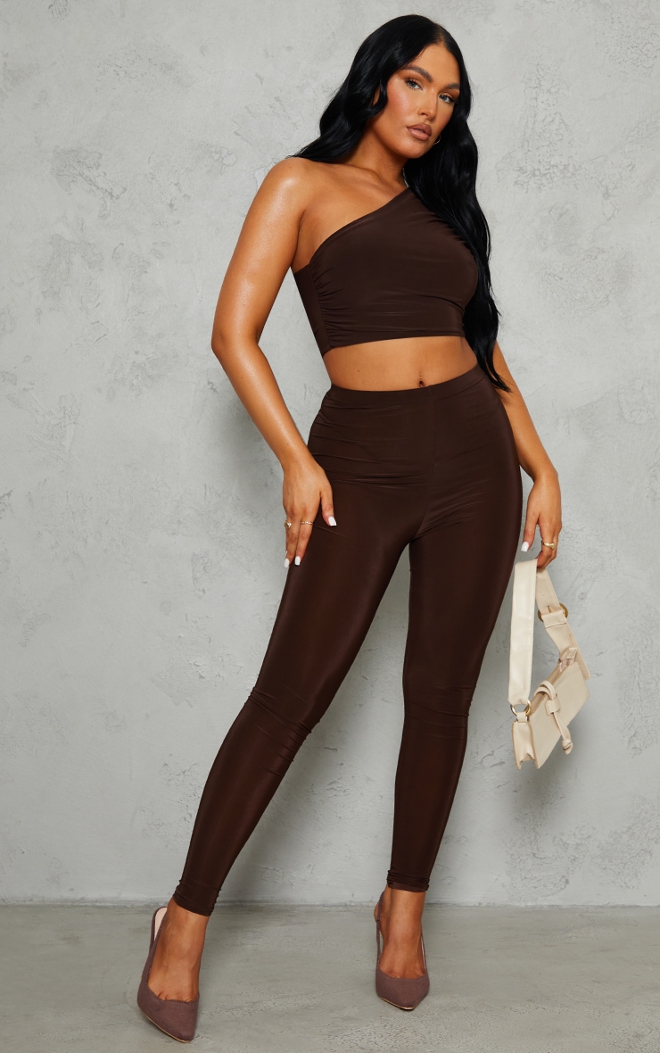 Chocolate Slinky High Waist Leggings image 1
