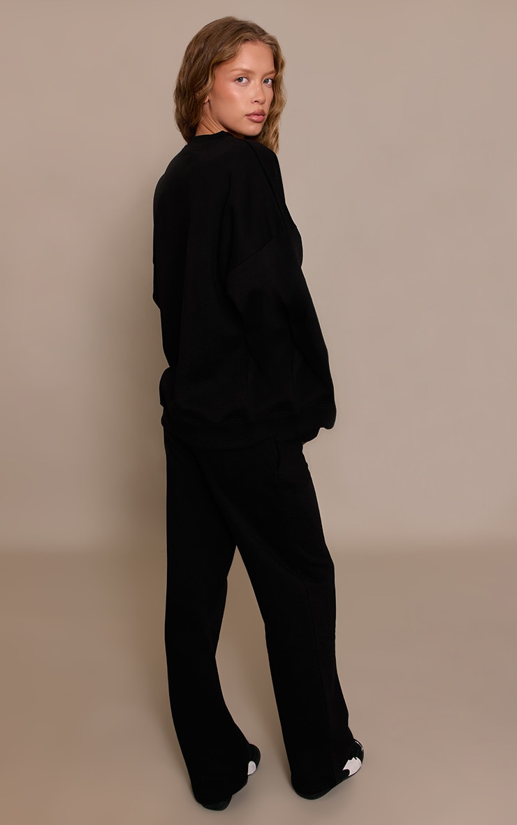 Black Oversized Sweat Tracksuit Set image 2