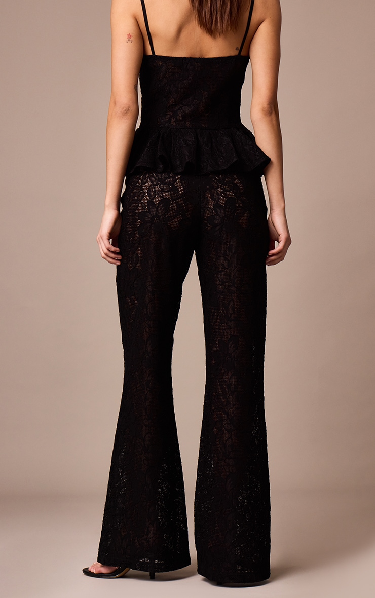 Black Sheer Lace Flared Leg Pant image 3