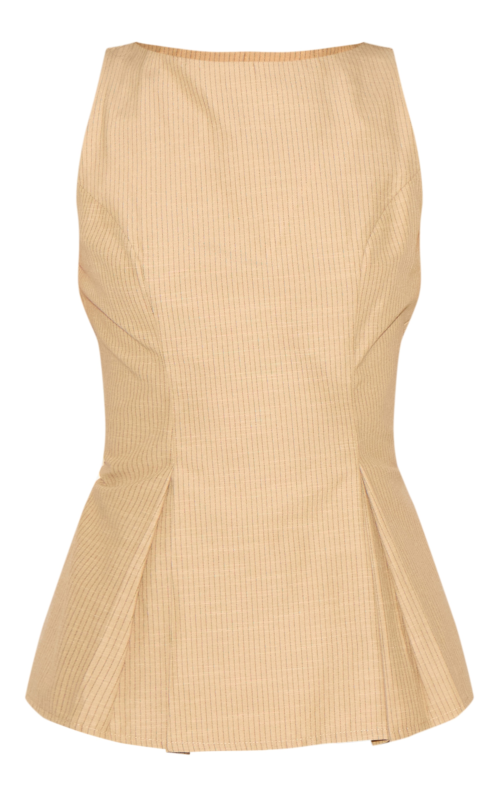 Sand Striped Cotton Peplum Top image 5