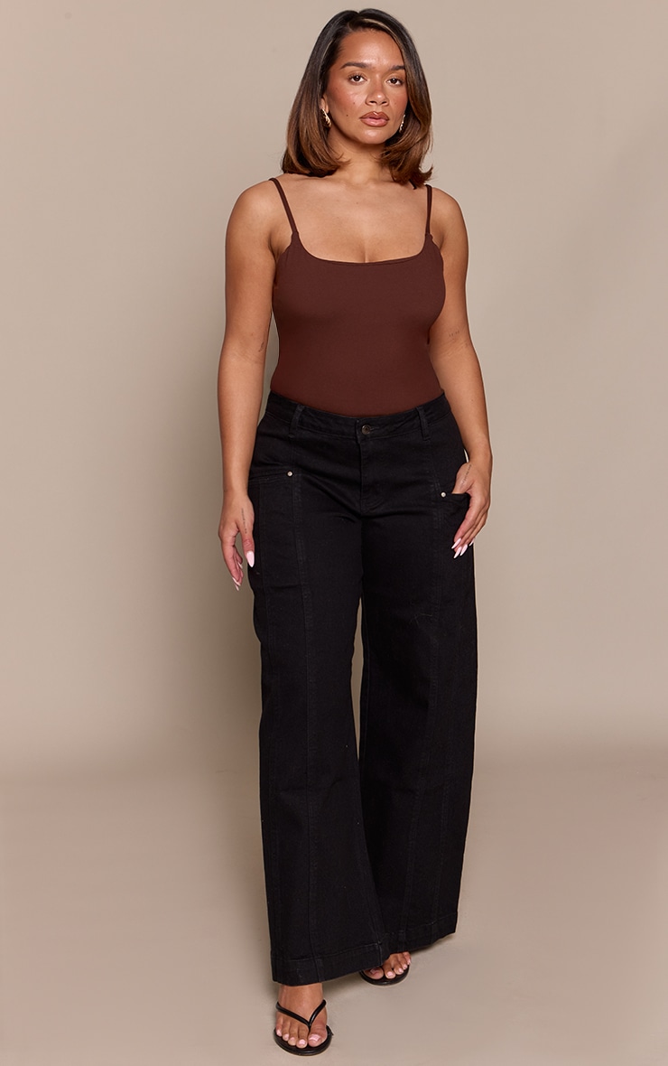 Shape Black Stitch Detail Wide Leg Jean