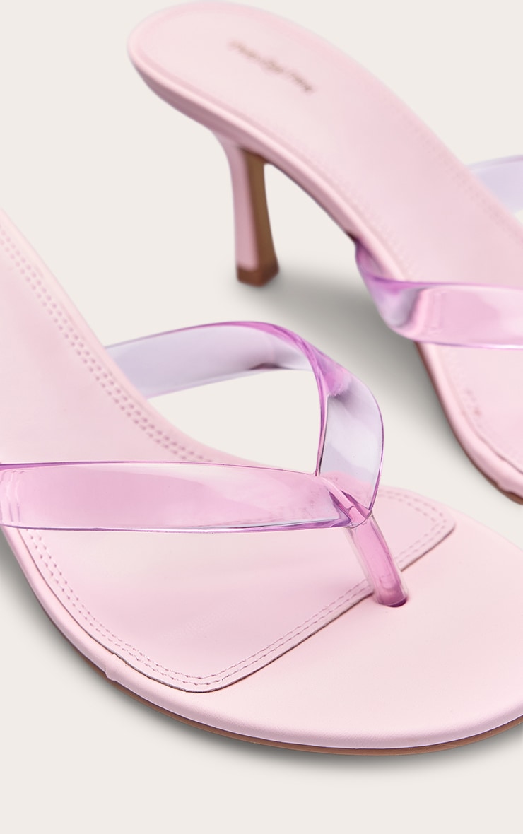 Baby Pink Perspex Toe Thong Kitten Heel Mule image 5