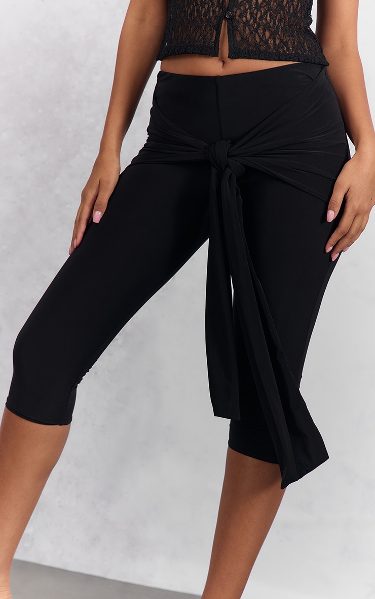Black Double Layer Slinky Wrap Capri's image 4