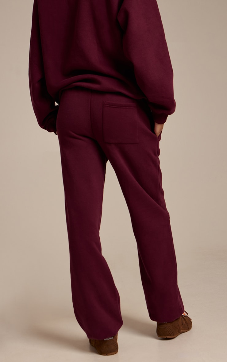 Wine Cotton Fleece Cuffed Sweat Pants image 3