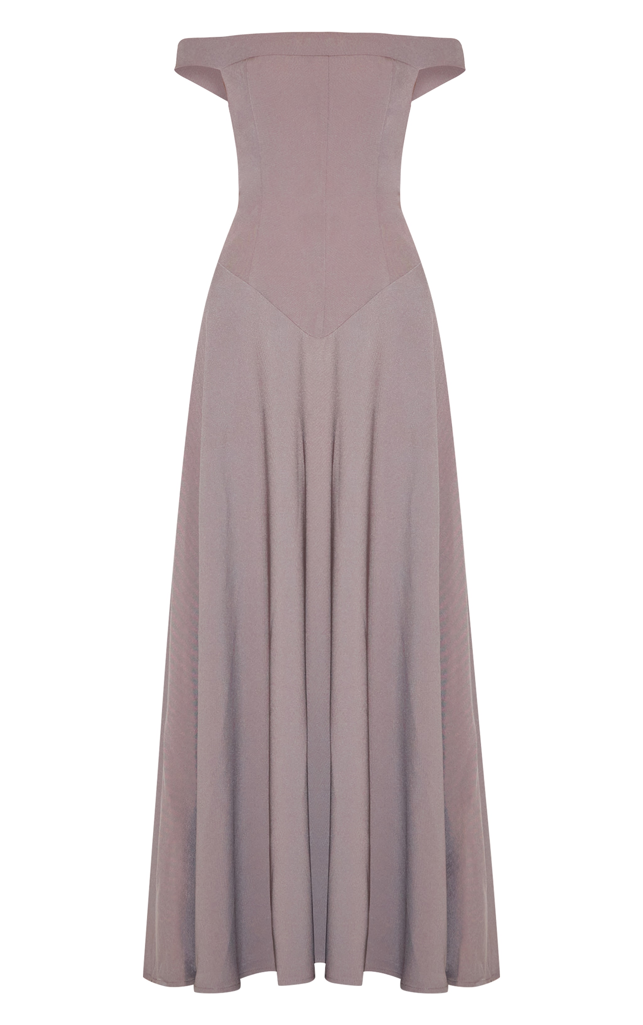 Mushroom Structured Bardot V Waist Maxi Dress image 5