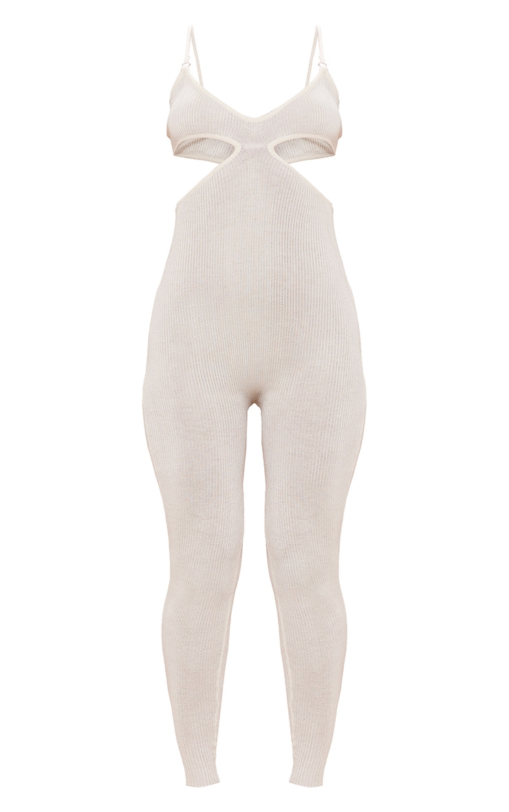 Cream Cut Out Knit Jumpsuit image 5