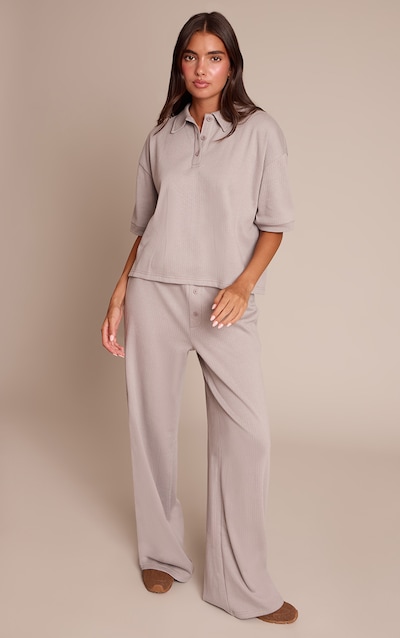 Ash Grey Button Wide Leg Pants