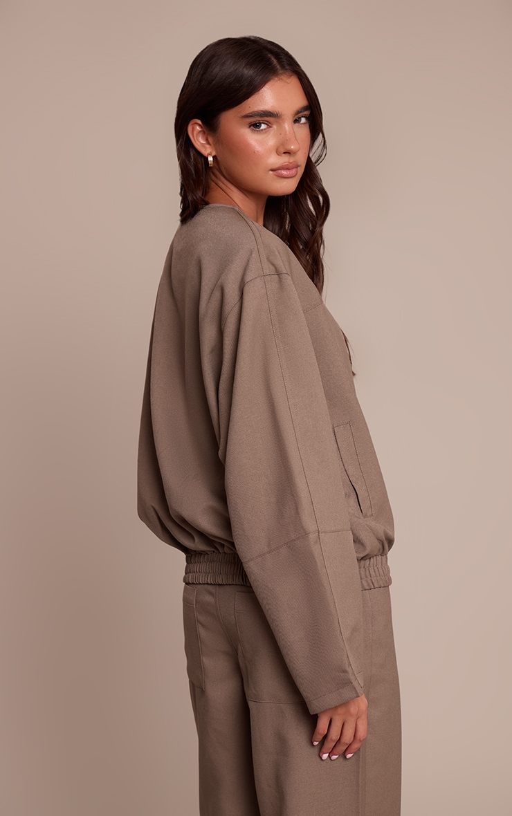 Grey Tailored Woven Elasticated Waist Bomber Jacket image 2