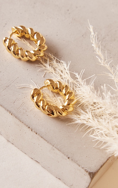 Real Gold Plated Twisted Mini Hoop Earrings
