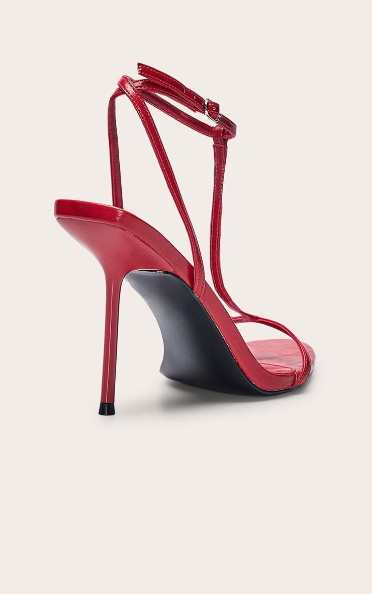 Red T Bar Almond Toe Heeled Sandals image 4