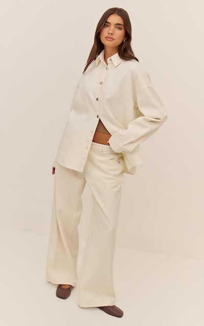 Ecru Low Rise Wide Leg Style Jeans