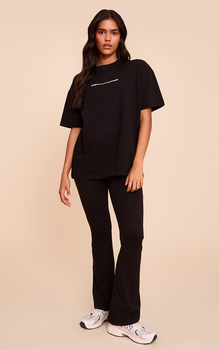 PRETTYLITTLETHING Black Print Oversize T Shirt image 3
