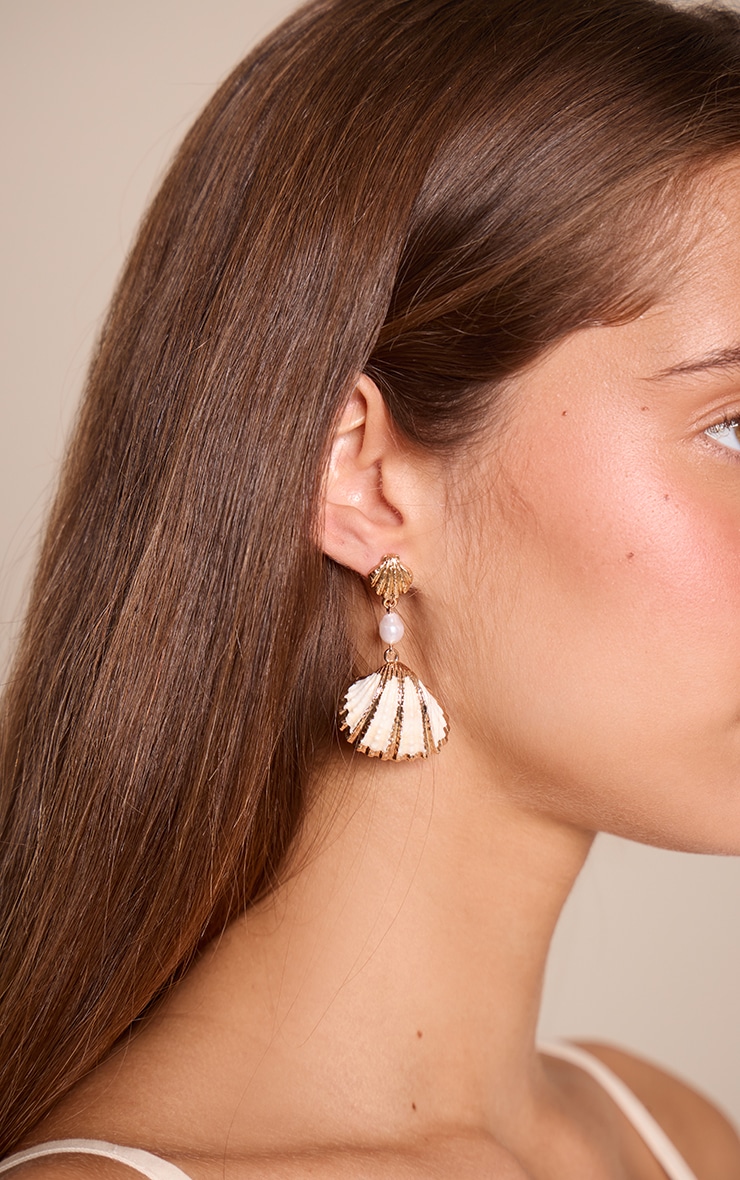 Gold Draped Pearl Shell Earrings