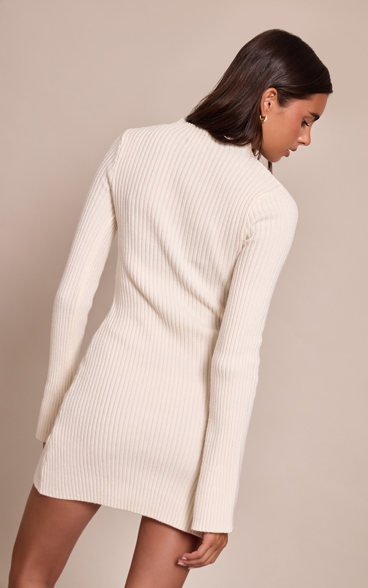 Cream Rib Knitted Dress image 2