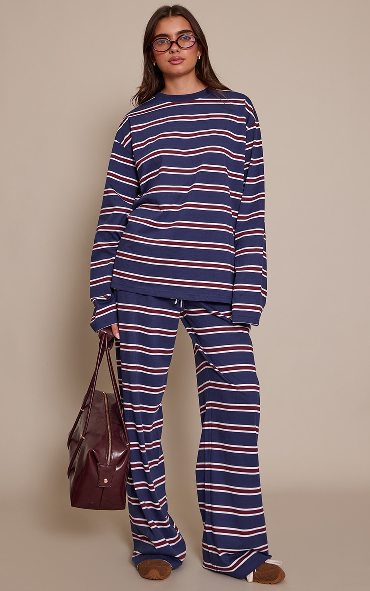 Navy Striped Long Sleeved Top image 3