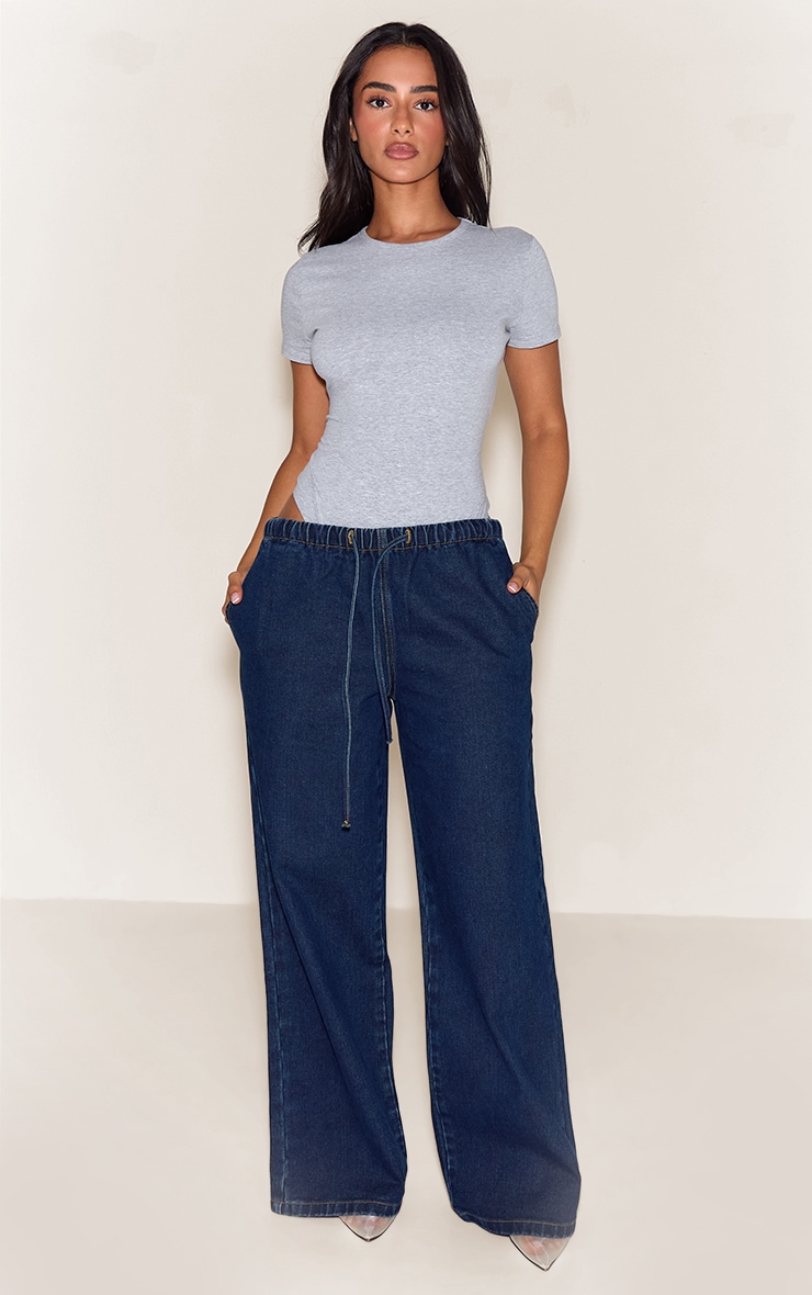 Petite Ash Grey Cotton Crew Neck Short Sleeve Bodysuit image 3