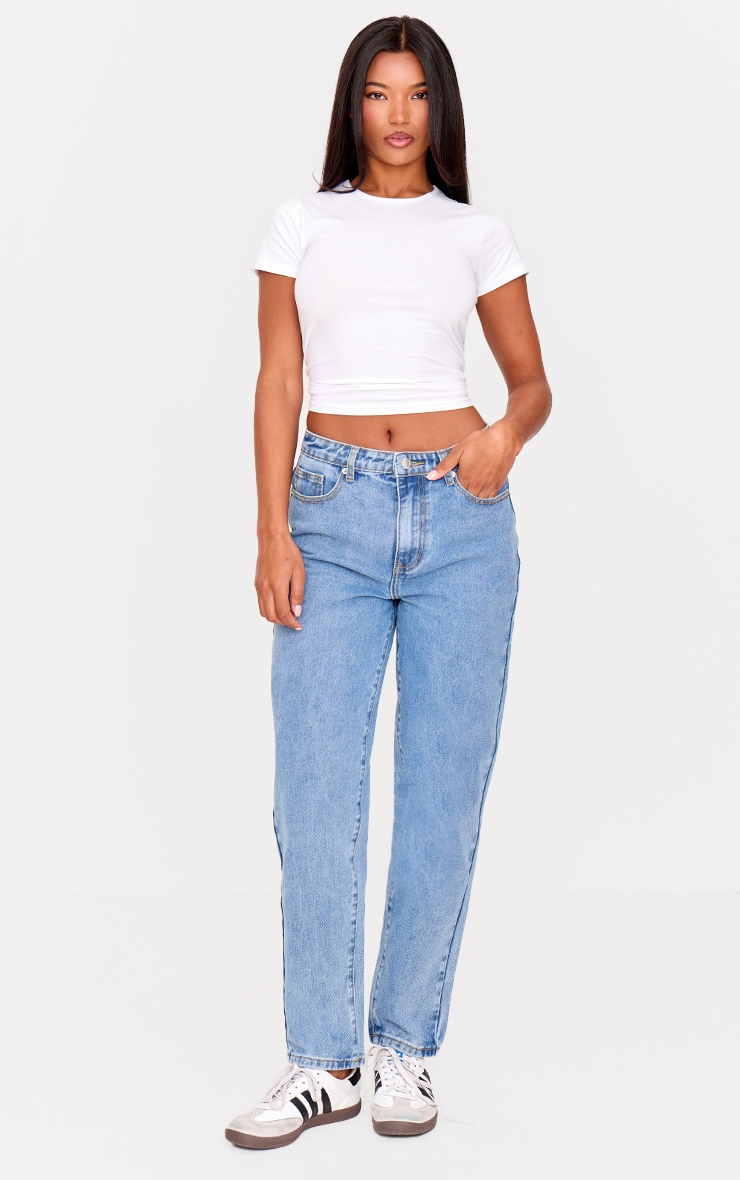 PLT Mid Blue Wash High Waist Mom Jeans | Denim