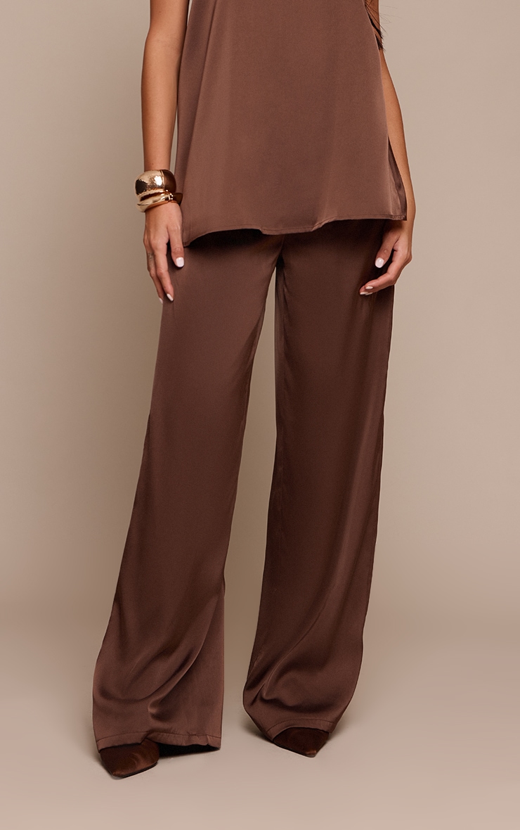 Chocolate Satin Wide Leg Pants image 2