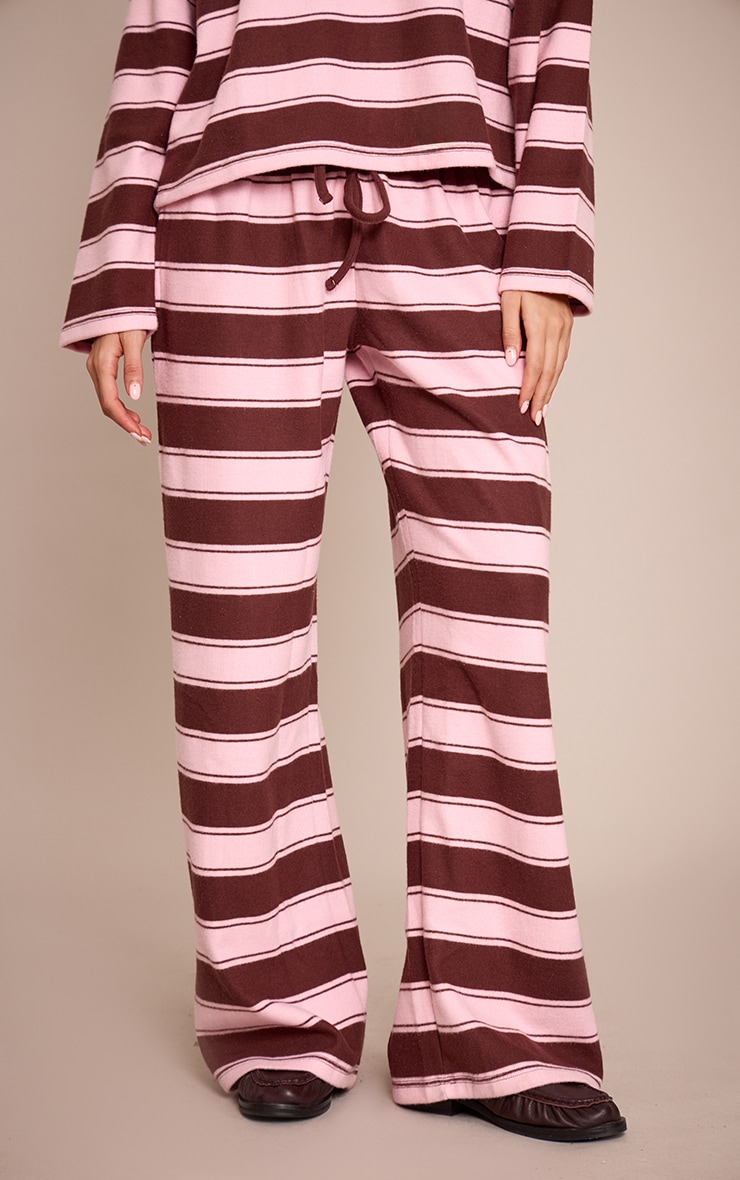Dark Brown Stripe Super Soft Wide Leg Pants  image 2