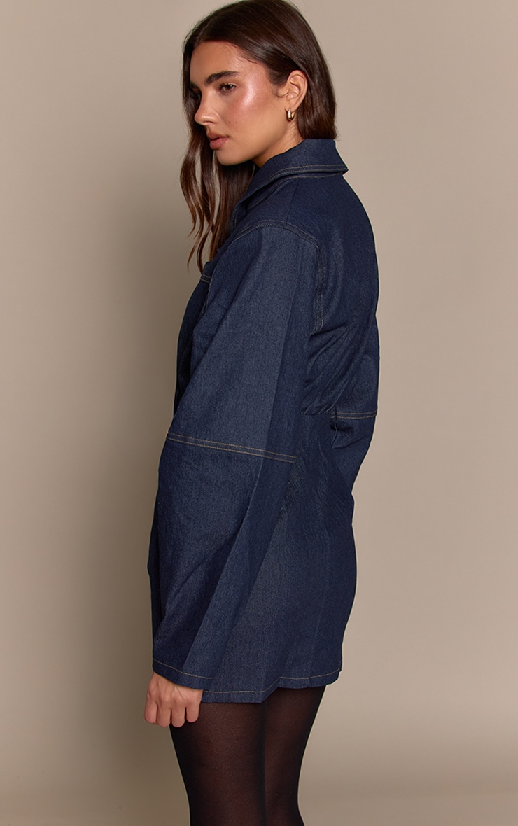 Indigo Twill Contrast Stitching Bodycon Dress image 2