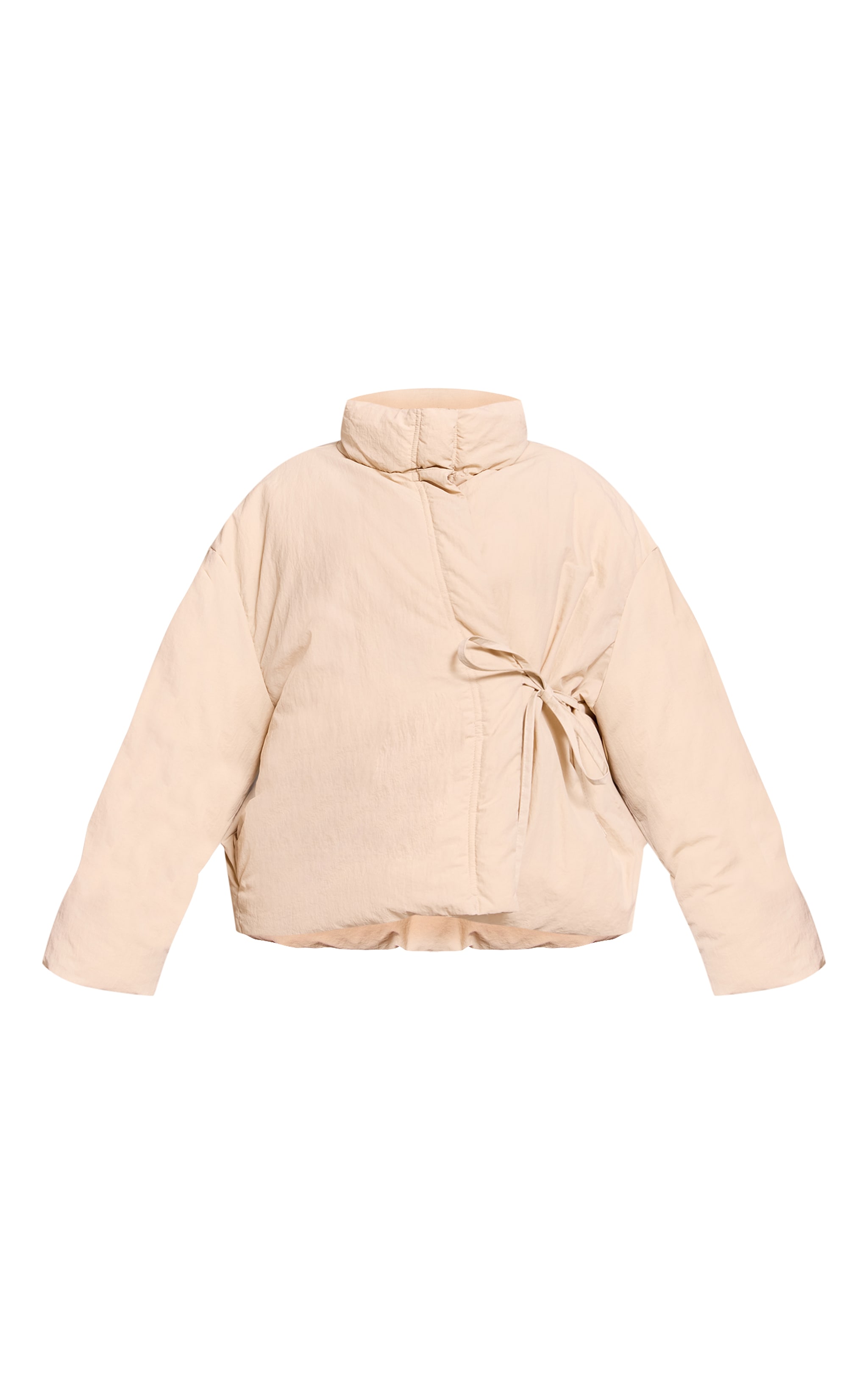 Plus Veste matelassée crème à col montant et taille nouée image 5