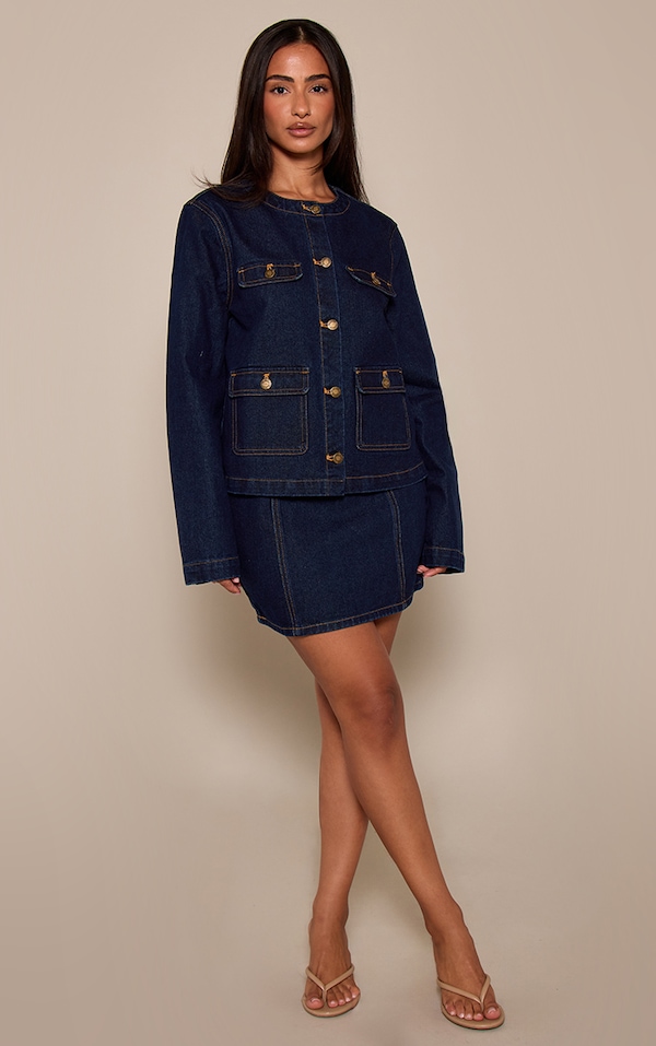 Petite Indigo A-line Mini Skirt