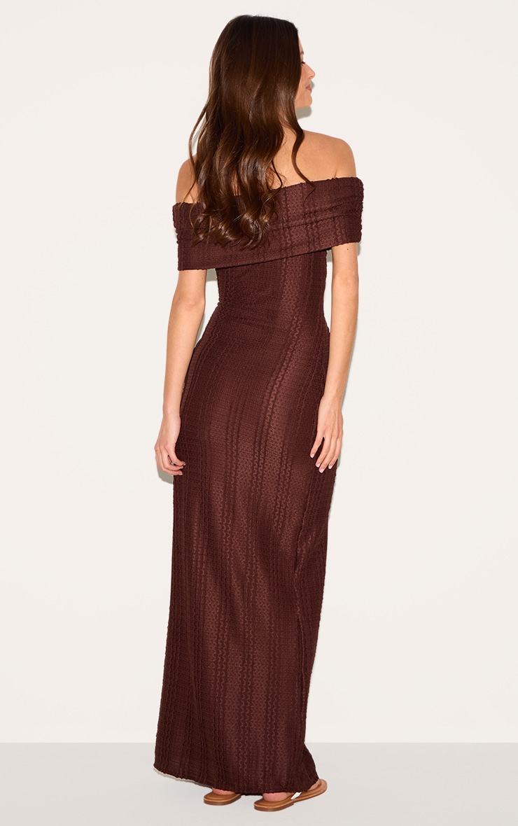 Chocolate Textured Bardot Maxi Dress image 2