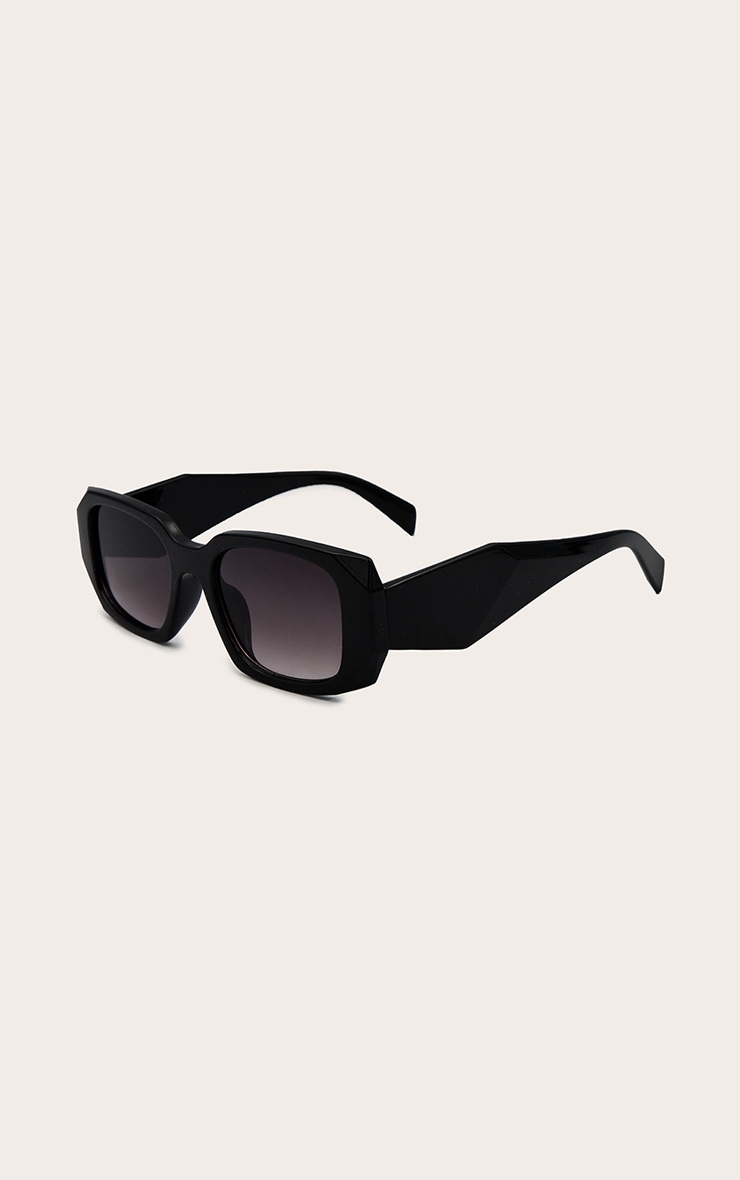 Black Diamond Detail Rectangular Frame Sunglasses image 2