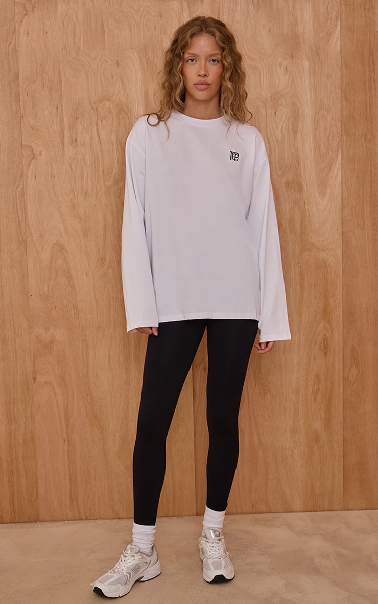 White Oversized Embroidered T-Shirt image 3