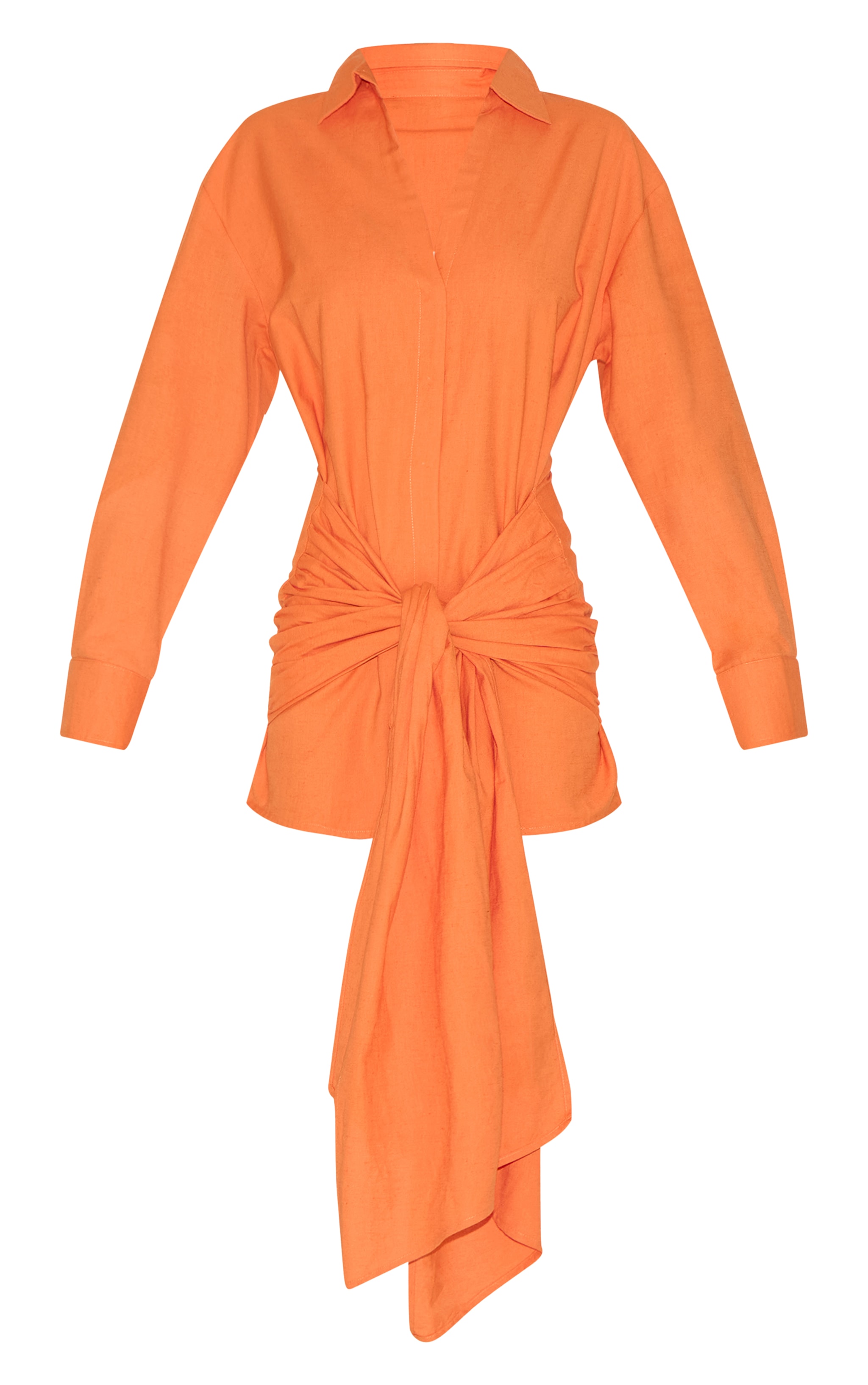 Burnt Orange Wrap Detail Shirt Dress image 5
