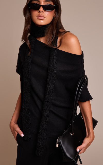 Black Skinny Knit Scarf