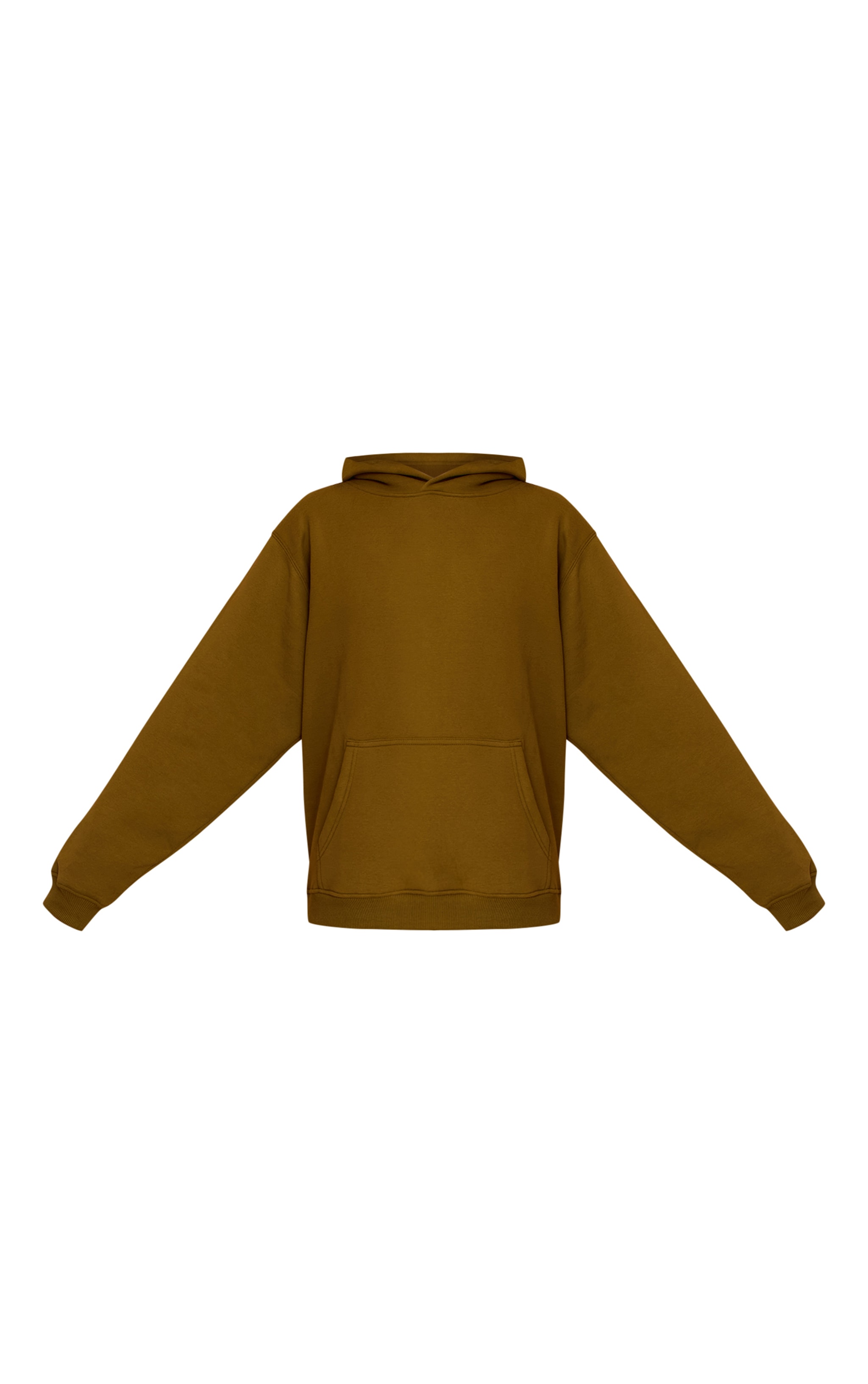 Olive Cotton Fleece Oversized Pull Over Hoodie image 5
