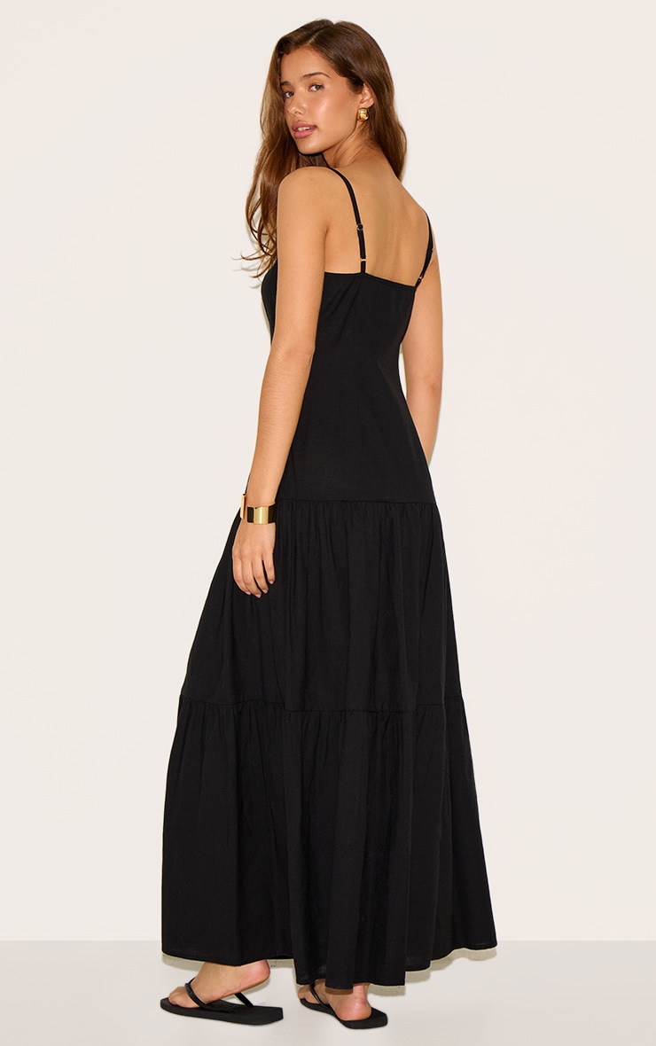Black Corset Dropped Waist Maxi Dress image 2