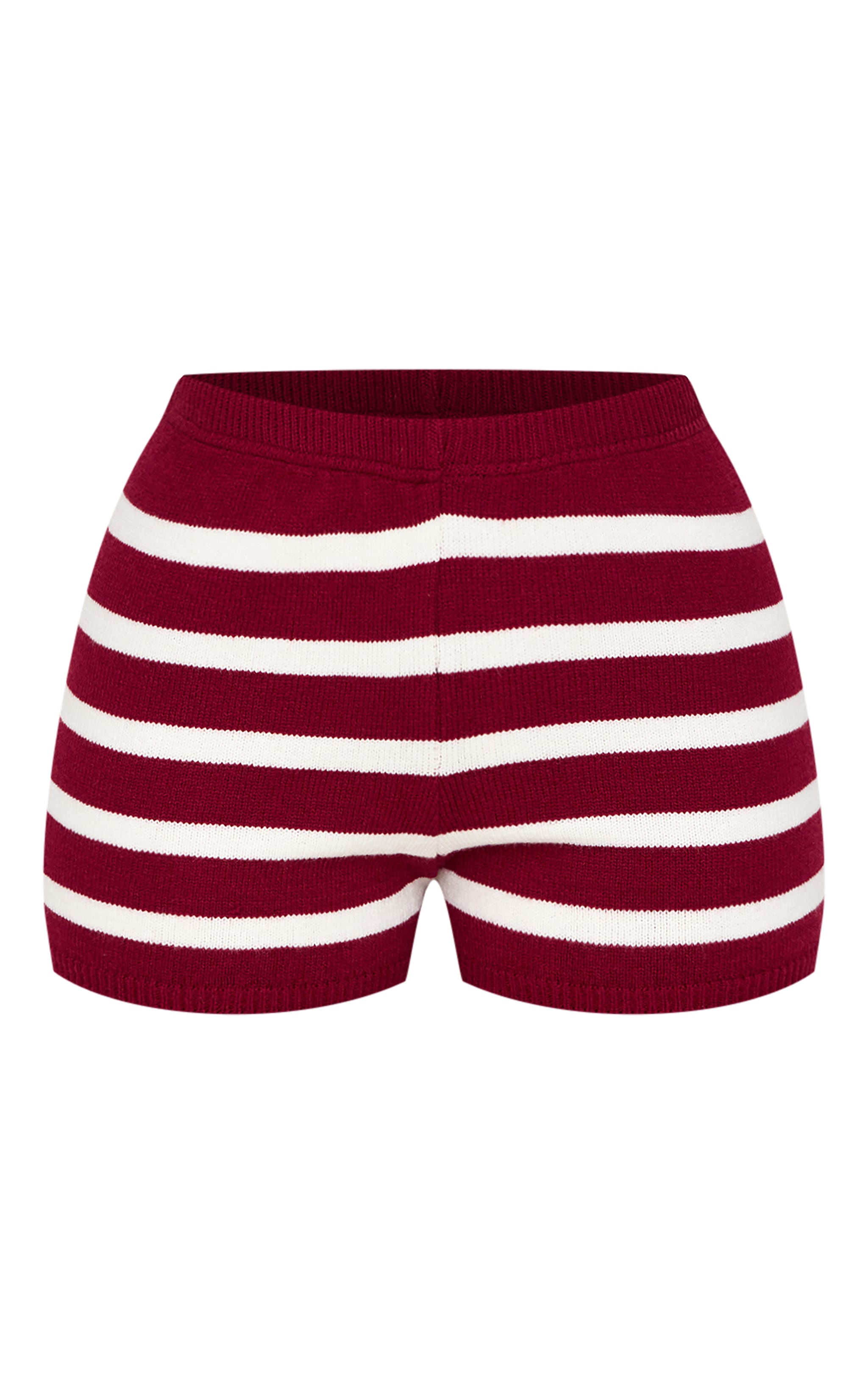 Petite Burgundy Knitted Stripe Hot Pants image 6